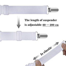 Bedecor Adjustable Bed Sheet Straps - White, Elasticated - for the Corner of a Bed, Mattress or Sofa