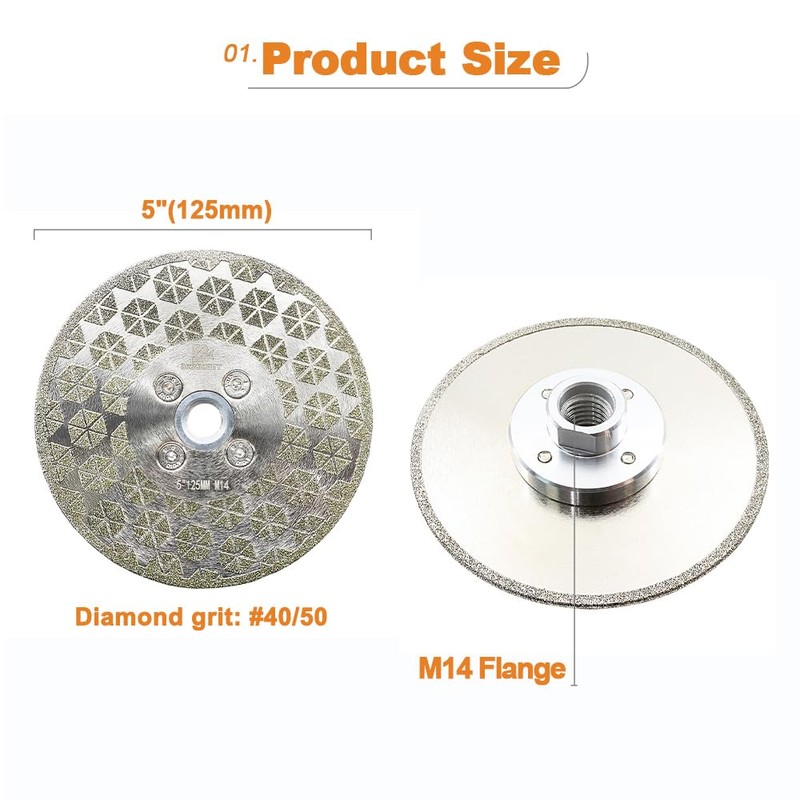 Electroplated Diamond Cutting Grinding Disc,BRSCHNITT 5 inch 125mm for Granite