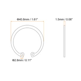 uxcell 10Pcs 38mm Internal Retaining Ring Circlip, 304 Stainless Steel Internal Circlip Snap Rings C-Clips for Grooved Shafts Studs, Silver Tone