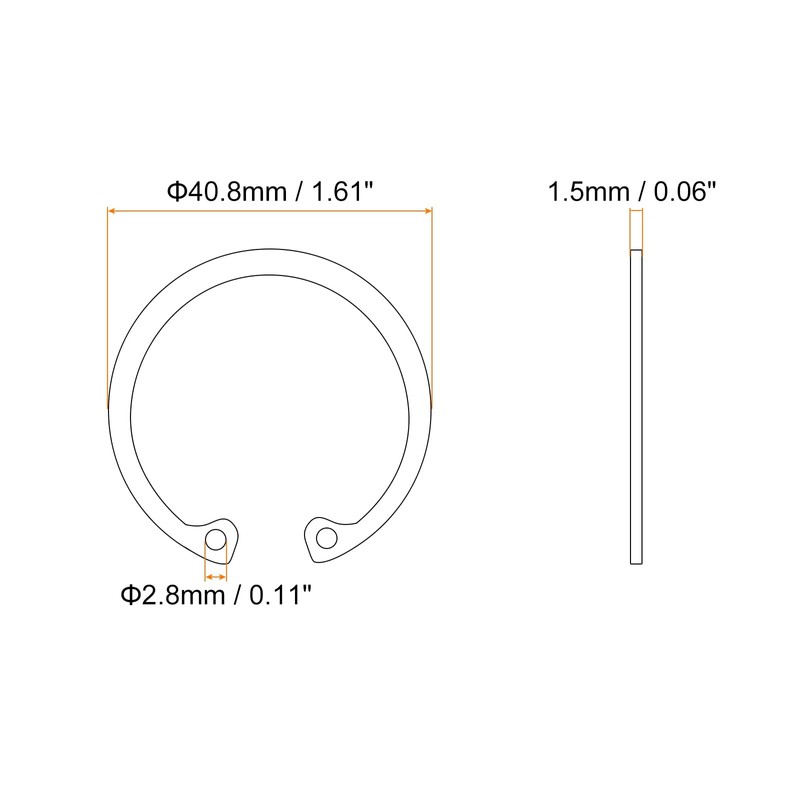uxcell 10Pcs 38mm Internal Retaining Ring Circlip, 304 Stainless Steel