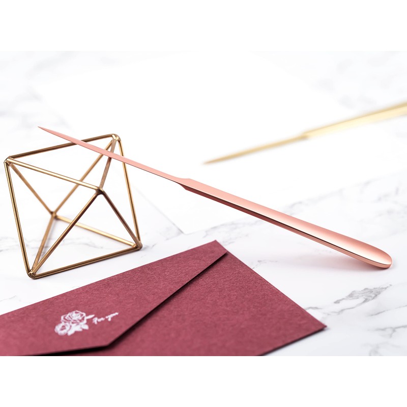 MUSROD 9" Rose Gold Metal Letter Opener with Minimalist Design,