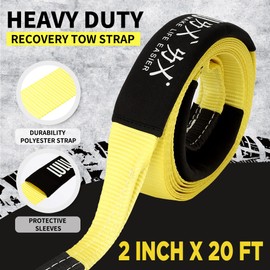 Recovery Tow Strap, 2 inch x 20 ft Tree Saver Strap 20,000 lbs Break Strength Heavy Duty Towing Strap with Loops, Emergency Snatch Strap for Vehicles, Off Road Tow Truck, Jet Ski, Winch Extension
