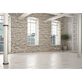 CSFOTO 7x5ft Polyester Brick House Backdrop Empty office backgrounds for Zoom Meeting Business Room Workplace Living Room Video Backdrops Background Home Office Decor Background for Video Conferencing