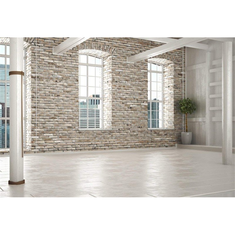 CSFOTO 7x5ft Polyester Brick House Backdrop Empty office backgrounds for