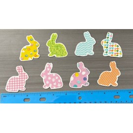 8 Easter Bunnies Pre-Cut Iron on Fabric Appliques .