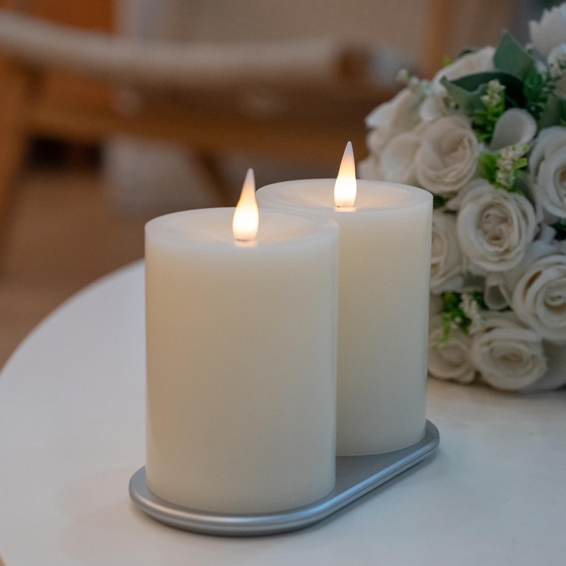 CozierGlow Rechargeable Flameless Pillar Candle with Remote Timer, 3D Moving