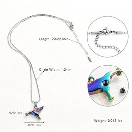 constantlife Hummingbird Cremation Jewelry Keepsake Stainless Steel Human Pet Urn Necklace for Ashes for Women Men Memorial Pendant (Colorful)
