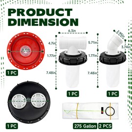 2 Pcs IBC Tote Covet, 275 Gallon IBC Water Storage Tank Liner Bags (Drum Not Included), IBC Tote Tank Lid, Nylon Rainwater Filter with Lid, 1000 Liter Rainwater Harvesting Drum Protection Kit