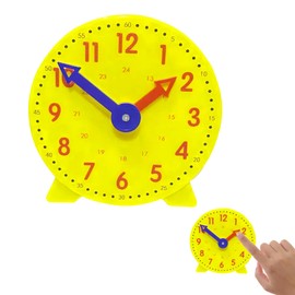 Teaching Clocks for Children Yellow Kids Clock learn to tell the time clock 24-Hour Time Teaching & Demonstration Clock Telling The Time Clock for Kids Diameter 10cm for Ages 4+，toddler clock