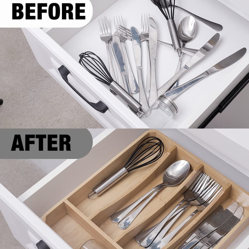 wobivcs Kitchen Drawer Organizer, 13 Inch Silverware Utensil Tray Holder,with