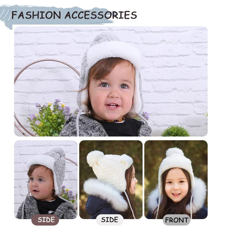 Winter Kids Beanie Hat Baby Knitted Hats Fleece Earflap Beanie