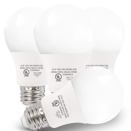 GLOWNOVA 4-Pack Daylight White LED Bulbs - Illuminate Your Bedroom & Living Area, 60W Equivalent, 5000K, 9W, 15000-Hour Lifespan, E26 Socket