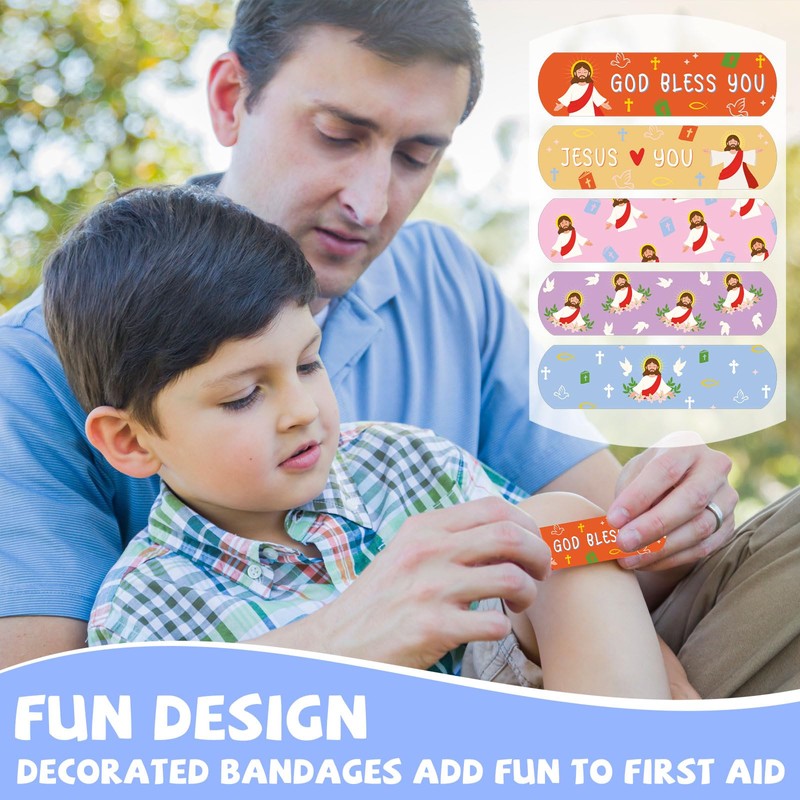 Aurelema 600 Pcs Jesus Bandages Bulk for Kids Boo-Boos Cartoon