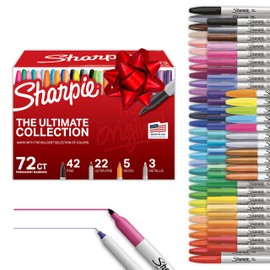Sharpie Permanent Markers, Ultimate Collection, Ultra Fine And Fine Tip Markers, Great For Teacher And Classroom Supplies, Art Supplies, Bulk Marker Set, Assorted Colors, 72 Count