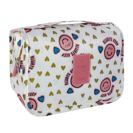 Lcsmaokin Lcsmaokin Large Capacity Toiletry Bag Travel Bag with Hanging Hook for Men and Women Waterproof Travel Cosmetic Bag Bathroom Storage Bag for Brushes Set,Full-Sized Shampoo,Accessories-Pink Smile