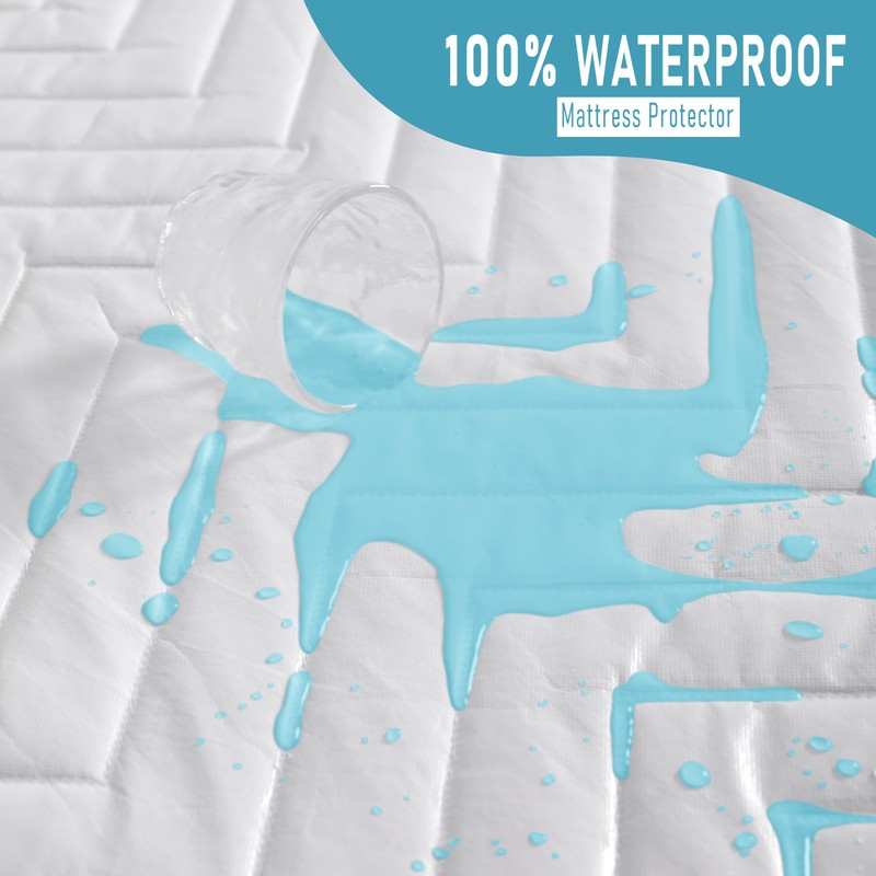 NTBAY Waterproof Mattress Protector, Quilted Queen Fitted Mattress Cover with