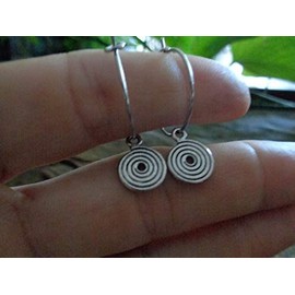 Small spiral hoop earrings: round earrings with small dangling spirals