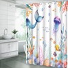 Ocean Coastal Shower Curtain Underwater Mermaid Jellyfish Tropical Fish Coral