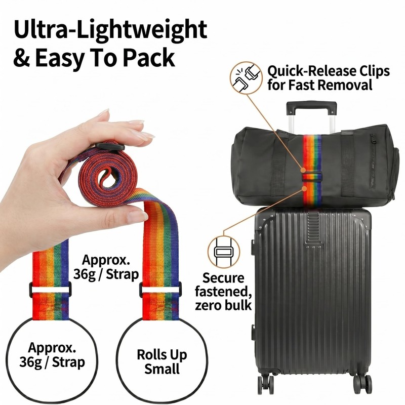 Add-A-Bag Luggage Straps 4 Pack, Adjustable Elastic Bungee Travel Suitcase
