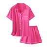 Pajamas Set for Girls Silk Button Down Pjs Satin Short