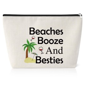 Friendship Gifts for Women Friends Bestie 25X17CM Makeup Bag Girls Beaches Trip Gifts for Sister Teen Girls Birthday Christmas Graduation Weekend Gift for Beach Lover Travel Makeup Pouch