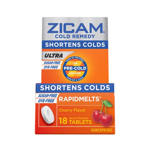 Zicam Cold Remedy Zinc Rapidmelts, Cherry Flavor, 18 Count (Pack of 1)