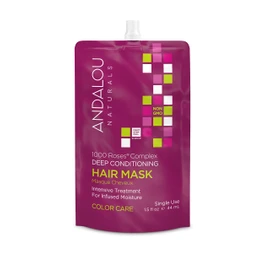 Andalou Naturals 1000 Roses Complex Color Care Deep Conditioning Hair Mask, 1.5 Ounce Pouch (Pack of 6), Hair Mask Deep Conditioner for Damaged Hair, Color-Treated Hair, Dry Hair