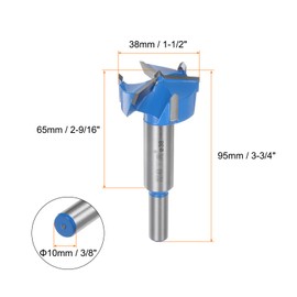 sourcing map Forstner Drill Bit 38mm (1-1/2") Upgraded 3-Cutter Tungsten Carbide Forstner Bit Opener for Hinge Wood Hole Drilling Woodworking