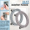 15FT Extra Long Washing Machine Hoses 3/4'' Standard NPT Connections