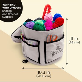 Juvale Knitting Bag - Separate Divided Yarn Holder - Portable Yarn Bag for Travel - Crochet Hook & Needle Holder - Multi-Colored, 100% Cotton, 11.8 x 9.8 In