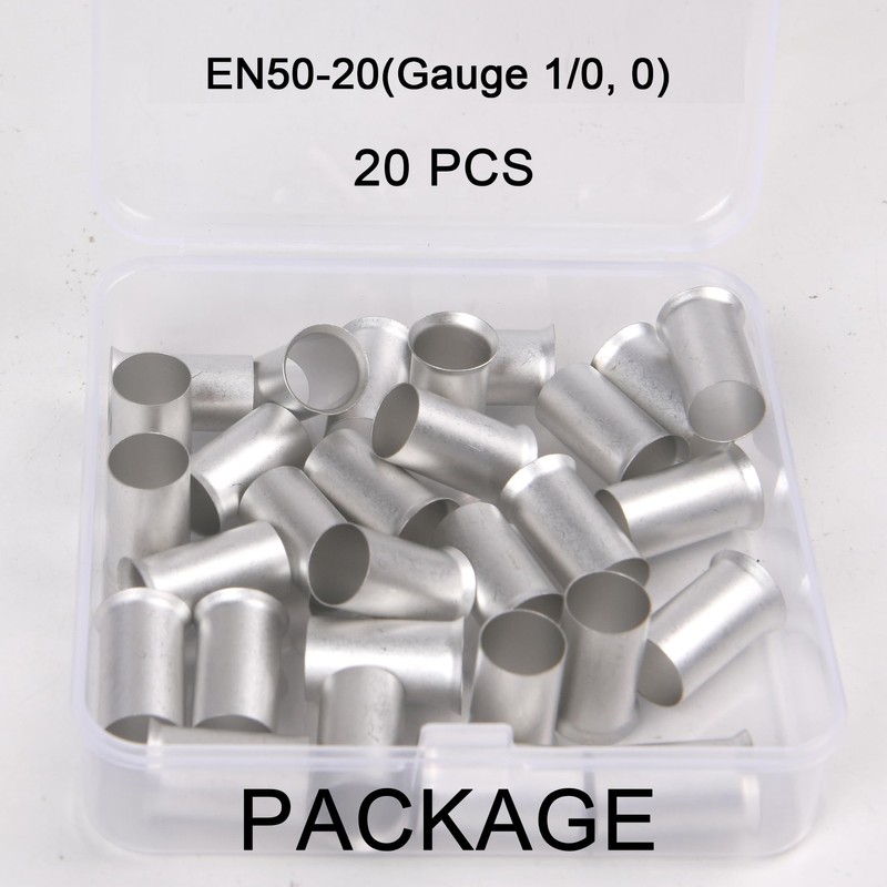 20PCS 1/0 0 Gauge Wire Ferrules Copper Pin Cord Ferrules