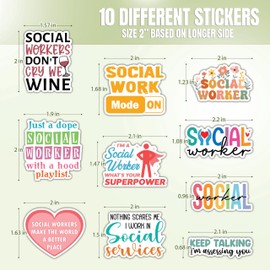 (10pcs) Funny Social Worker Sticker Pack, Appreciation Gift for Women, Mental Health Office Decor, Case Manager Vinyl Decals, Therapist Supplies for Laptop, Water Bottles - Waterproof, UV-Resistant