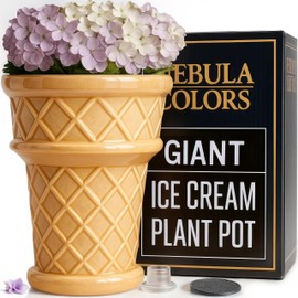 Nebula Colors Giant Ice Cream Cone Flower - Large Planter 12' Tall Quirky Home Decor - Indoor Outdoor Planter for Ice Cream Cone Decor Lovers - Retro Decor - Unique Finds (Giant Size)