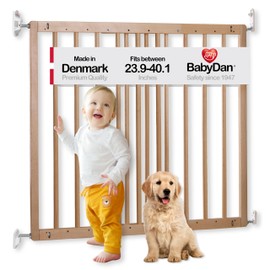 BabyDan MultiDan, 23.9"-40.", Extendable Stair Gate/Baby Gate/Safety Gate, Wood, Made in Denmark - (Pet Gate/Dog gate)