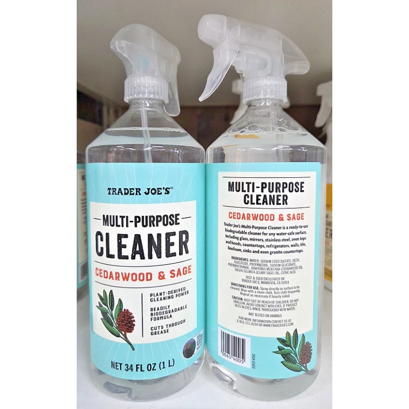 Trader Joe's Multi-Purpose Cleaner Cedarwood & Sage 34fl oz 1L