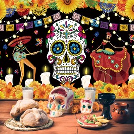 Risom Adornos Colgantes Día de los Muertos, Adornos Día de Muertos, 115x180cm Cartel Colgante Grande para Mexico Fiestas, Decoración de Fiesta The Day of The Death