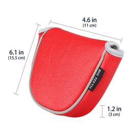 BigTeeth Golf Mallet Putter Head Cover Golf Club Protector Fit for Odessey Backstryke Centre Shaft Putter (Red)