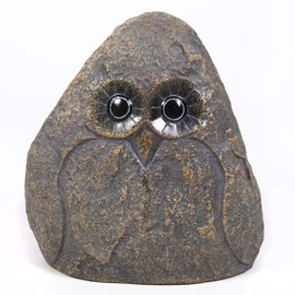 Köhko Decorative Stone Cover Stone Small Owl Looking for Transformer / Socket Hiding Place for Garden Electronics H21xW19xD13