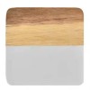 20 Pcs Natural Acacia Wooden White Marble Square Coasters Set