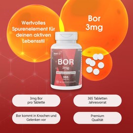 Bor 3mg - 365 Tabletten - Spurenelement Boron - Hochdosiert - 100% Vegan – Deutsche Produktion & Laborprüfung - NutriFair | Premium & Fair