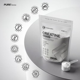 Forzagen Pure Series - Creatina Monohidratada Micronizada (1 kg) - 200 Servicios de 5g - Pürest Creatine™, Sin Sabor, Alta Solubilidad, Kosher, Vegana