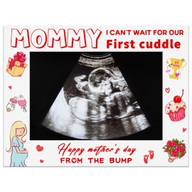 JUESMOS Happy Mother’s Day Picture Frame from the Bump Funny First Mothers Day Gift for Mom from Daughter Son Baby Leather Photo Frame for New Mother First Time Mom Mommy to Be Gifts Nursery Decor