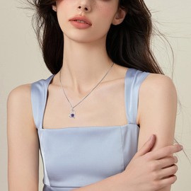 JIWOY Heart Necklace 925 Sterling Silver Simple Love Pendant Created Amethyst Jewelry for Women