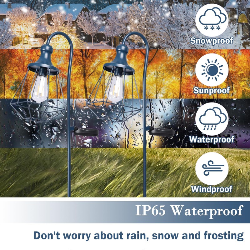 Solar Lights Outdoor Decorative Solar Retro Metal Lantern Yard Stake