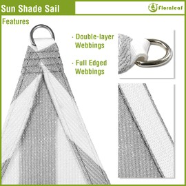 FLORALEAF Right Triangle Sun Shade Sail Grey&White Stripe 7'x14'x16' Air Permeable Shade Cloth Heavy Duty Canopy Awning for Patio Backyard Lawn Garden Outdoor