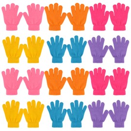 QKURT 12 Packs Winter Magic Gloves for Kids,Full Fingers Winter Stretch Gloves