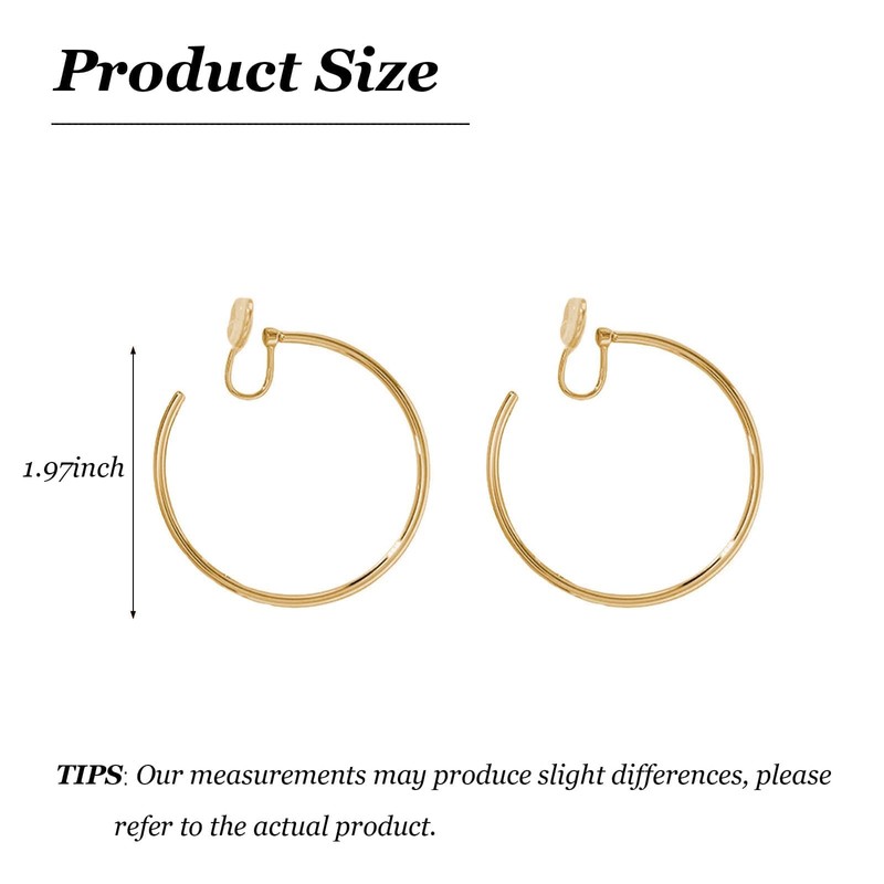 Big Hoop Earrings for Women Clip On Chunky Gold Hoop
