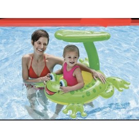 Intex Frog Friend Shaded Baby Pool Float Inflatable NEW 47"x31" Froggy