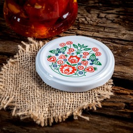 KADAX fi82 mm Screw Lid, Twist-Off Lid Set Made of Metal, Replacement Lids for Mason Jars, Lids with 6 Locking Teeth for Jars and Preserving Jars (Pack of 10, Folklore)