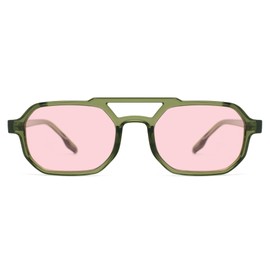 SOJOS Retro Rectangle Aviator Sunglasses for Women Men Trendy 90s Classic Square Frame Shades SJ2627,(Green/Brown)